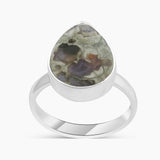 Natural Rainforest Jasper Silver Rings
