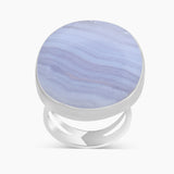 Blue Lace Agate Gemstone Silver Rings