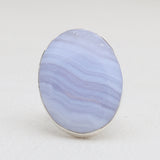 Blue Lace Agate Gemstone Silver Rings
