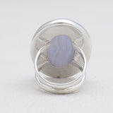 Blue Lace Agate Gemstone Silver Rings
