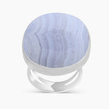 Blue Lace Agate Gemstone Silver Rings