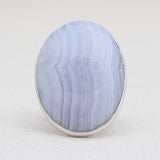 Blue Lace Agate Gemstone Silver Rings