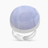 Blue Lace Agate Gemstone Silver Rings