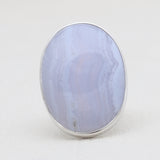 Blue Lace Agate Gemstone Silver Rings