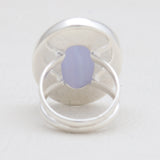Blue Lace Agate Gemstone Silver Rings