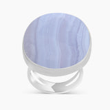 Blue Lace Agate Gemstone Silver Rings