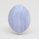 Blue Lace Agate Gemstone Silver Rings
