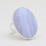 Blue Lace Agate Gemstone Silver Rings