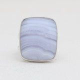 Blue Lace Agate Gemstone Silver Rings