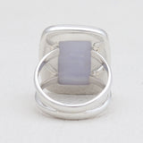 Blue Lace Agate Gemstone Silver Rings