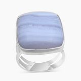 Blue Lace Agate Gemstone Silver Rings