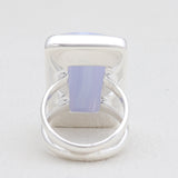 Blue Lace Agate Gemstone Silver Rings