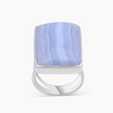 Blue Lace Agate Gemstone Silver Rings