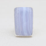 Blue Lace Agate Gemstone Silver Rings