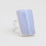 Blue Lace Agate Gemstone Silver Rings
