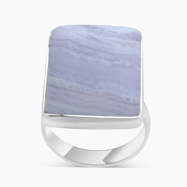 Blue Lace Agate Silver Rings
