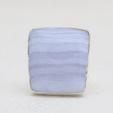 Blue Lace Agate Gemstone Silver Rings