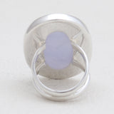 Blue Lace Agate Gemstone Silver Rings
