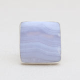 Blue Lace Agate Gemstone Silver Rings