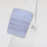 Blue Lace Agate Gemstone Silver Rings