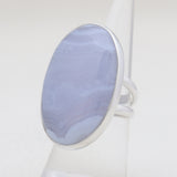 Blue Lace Agate Gemstone Silver Rings
