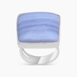 Blue Lace Agate Gemstone Silver Rings