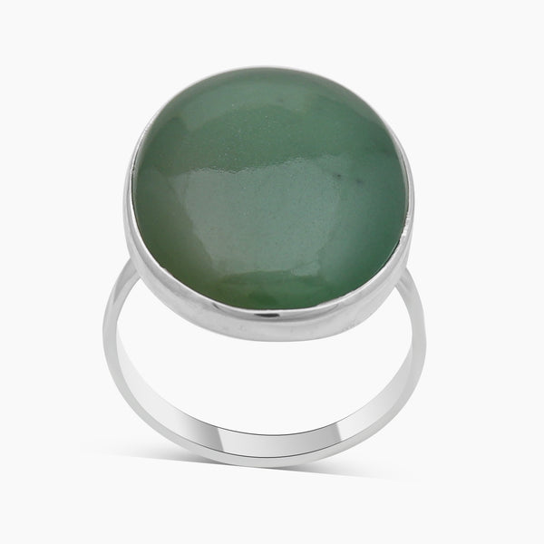 Green Aventurine Silver Rings