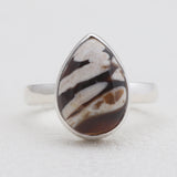 Natural Peanut Wood Jasper Silver Rings