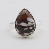 Natural Peanut Wood Jasper Silver Rings