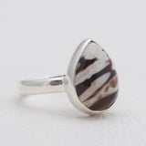 Natural Peanut Wood Jasper Silver Rings