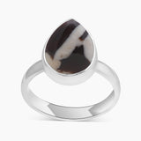 Natural Peanut Wood Jasper Silver Rings