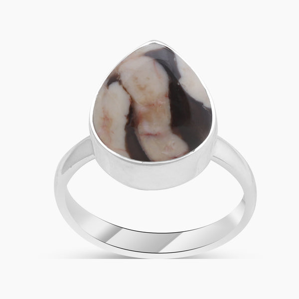 Natural Peanut Wood Jasper Silver Rings