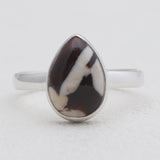 Natural Peanut Wood Jasper Silver Rings