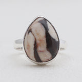 Natural Peanut Wood Jasper Silver Rings