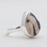 Natural Peanut Wood Jasper Silver Rings