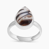 Natural Peanut Wood Jasper Silver Rings