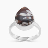 Natural Peanut Wood Jasper Silver Rings