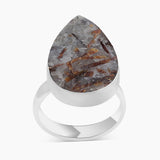 Raw Astrophyllite Gemstone Silver Rings