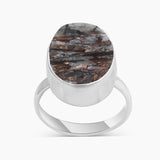Raw Astrophyllite Gemstone Silver Rings