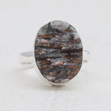 Raw Astrophyllite Gemstone Silver Rings