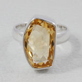 Natural Citrine Silver Ring