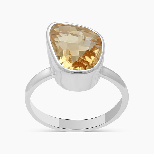 Natural Citrine Silver Rings