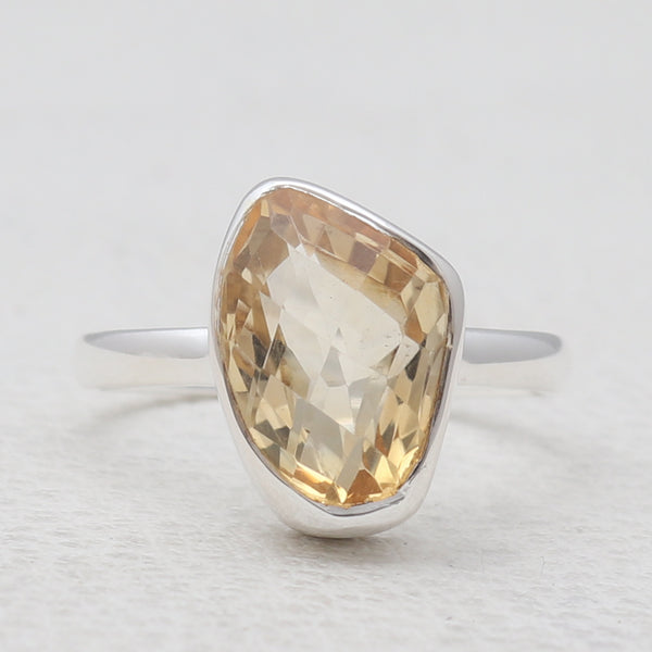 Natural Citrine Silver Rings