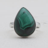 925 Sterling Silver Green Malachite Rings