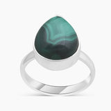 925 Sterling Silver Green Malachite Rings