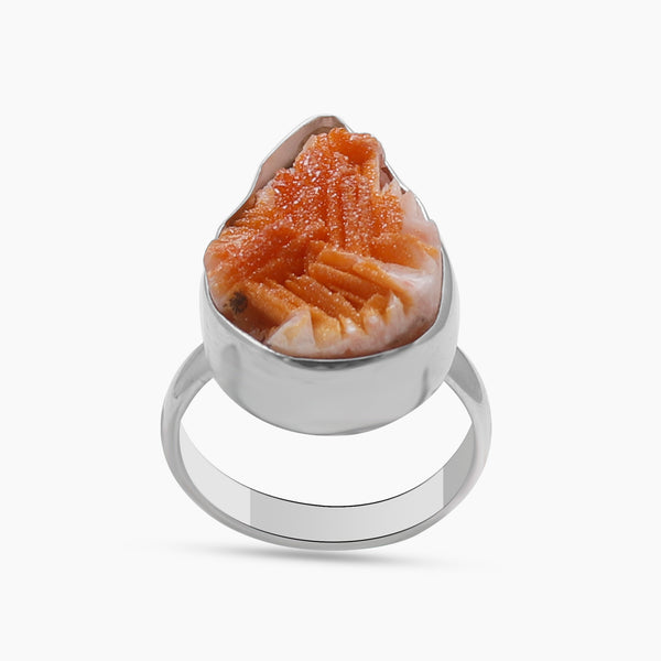 925 Silver Vanadinite Druse Rings