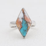 Spiny Oyster Turquoise Silver Rings