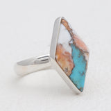 Spiny Oyster Turquoise Silver Rings