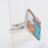 Spiny Oyster Turquoise Silver Rings