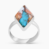Spiny Oyster Turquoise Silver Rings